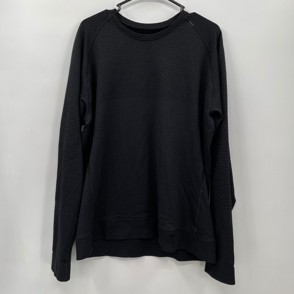 Lululemon Crew Neck Long Sleeve Athletic Shirt Black Mens Size XL Textured